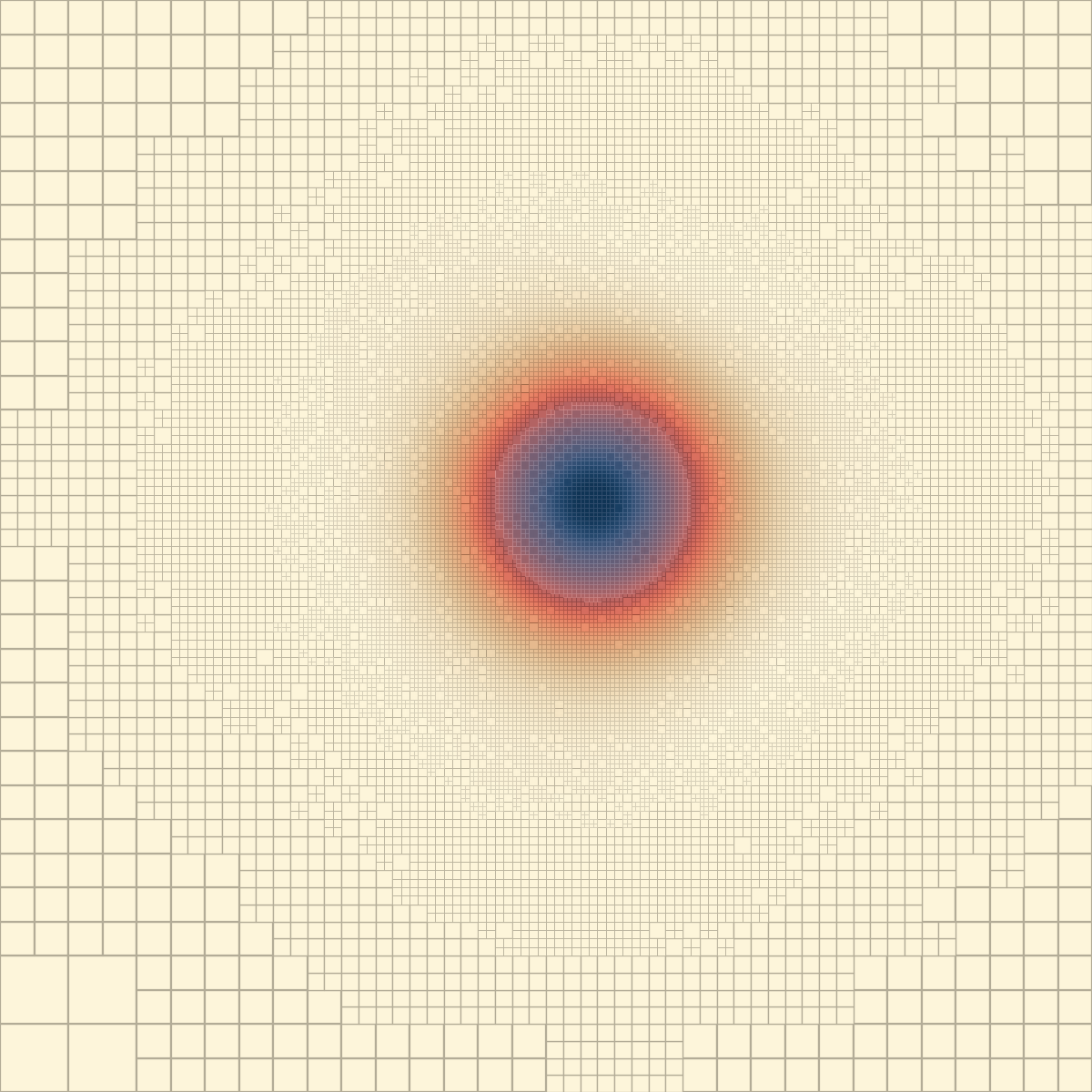 Isentropic vortex: field and adaptive mesh